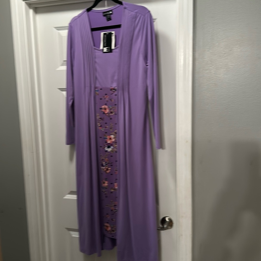Ladies nwt M Anthony originals long sleeve purple floral dress one piecece